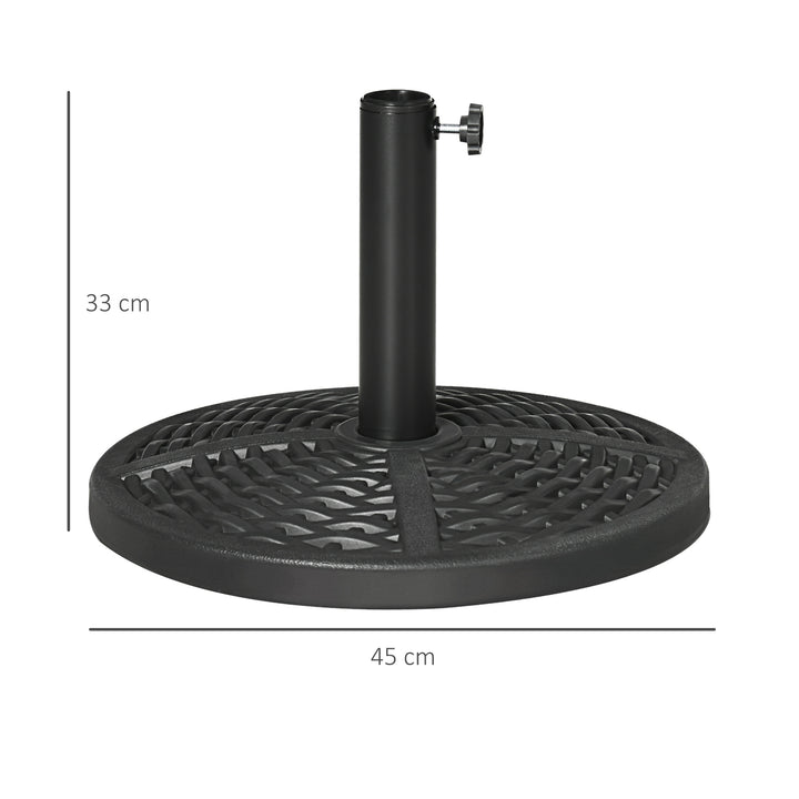Base de Chapéu de Sol Redonda Suporte para Chapéu de Sol Preenchido de Cimento Peso 9,5 kg para Mastros de Chapéu de Sol de Ø38/48 mm Preto