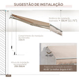 Toldo Manual Retrátil 295x200 cm Toldo para Varanda com Manivela de Metal Impermeável e Anti-UV para Jardim Terraço Bege