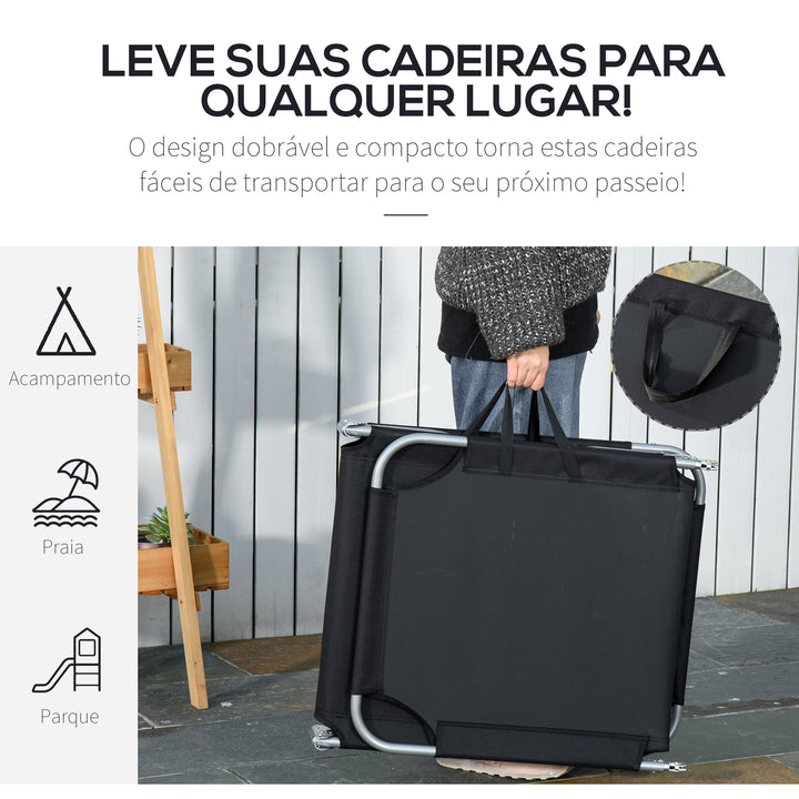 Espreguiçadeira Dobrável, Espreguiçadeira de Jardim Exterior com Encosto Ajustável em 5 Posições e Estrutura Metálica, Suporta Até 120 kg, Para Terraço, Piscina, Praia, 187x55x24 cm, Preto