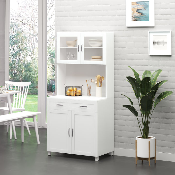 Armário de cozinha com prateleiras internas ajustáveis ??e gaveta 80x48x170 cm Branco