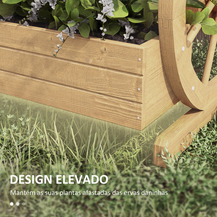 Floreira de Madeira com 3 Níveis para Exterior Design em Escada com Rodas e Orifícios de Drenagem para Terraço ou Jardim 61x62x57 cm Madeira