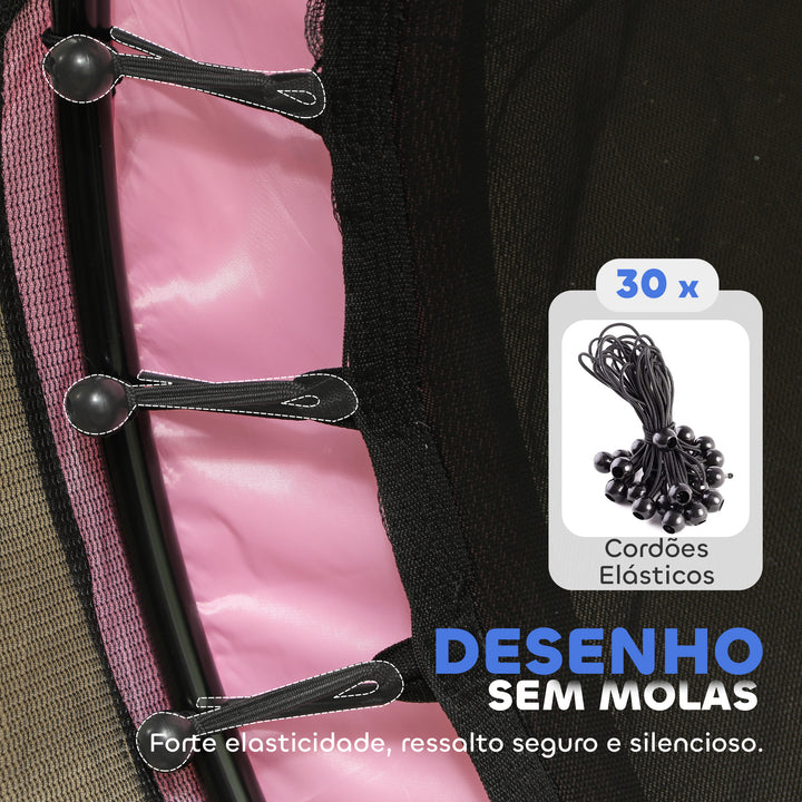 Trampolim para Crianças acima de 3 Anos Cama Elástica Infantil com Rede de Segurança e Estrutura de Aço para Interiores e Exteriores Carga 50kg Ø140x190 cm Rosa