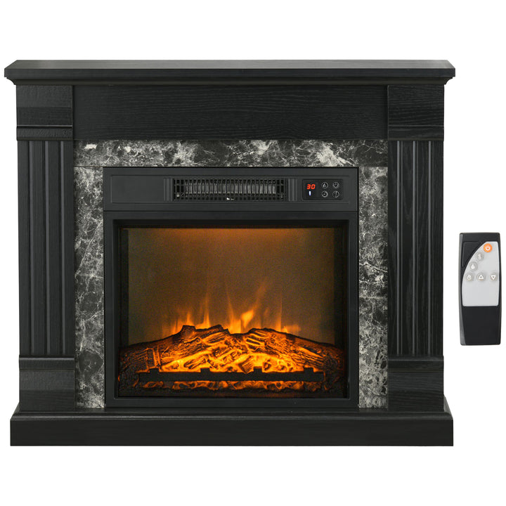 Lareira Elétrica 1800W Lareira com Efeito de Chama Realista Controlo Remoto Temporizador e Proteção Contra Superaquecimento para Ambientes de 30 m² 80x21,6x67,8 cm Preto