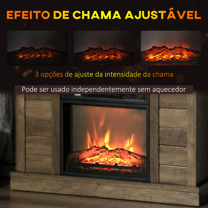 Lareira Elétrica 1800W Lareira Decorativa com Efeito de Chama Realista Controlo Remoto Temporizador Semanal Proteção Contra Sobreaquecimento para Ambientes de 30 m² 96,5x22x81,7 cm Efeito Madeira
