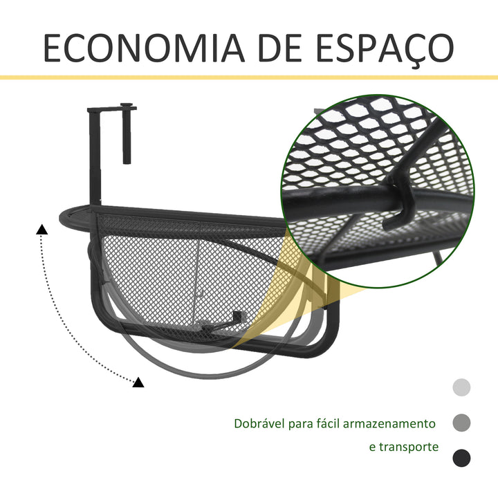 Mesa de Suspensão de Varanda Semicircular 60x45x50 cm Ajustável