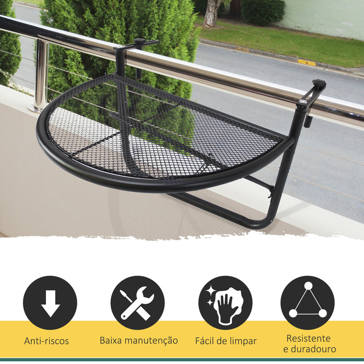 Mesa de Suspensão de Varanda Semicircular 60x45x50 cm Ajustável