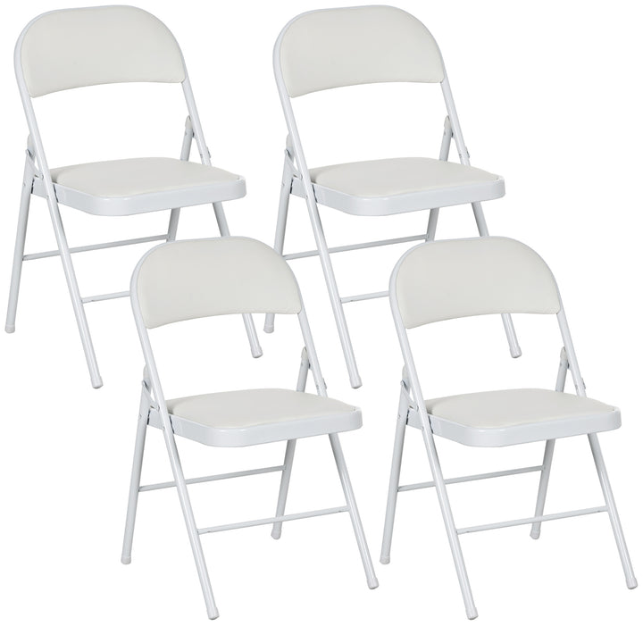 Conjunto de 4 Cadeiras Dobráveis Cadeiras Dobráveis com Encosto e Estrutura de Aço para Sala de Estar Escritório Estúdio 45x46x78 cm Branco