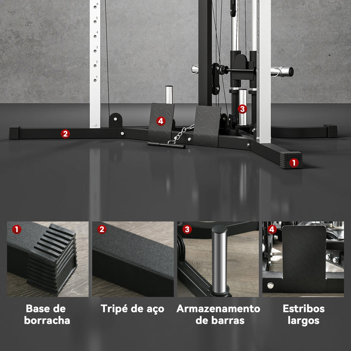 Máquina Multi Estação Musculação para Treino de Ombros Braços Placas de Pesos de 100 kg Carga Máxima 120 kg para Fitness Ginásio em Casa 170x139x200 cm Preto