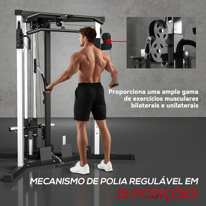 Máquina Multi Estação Musculação para Treino de Ombros Braços Placas de Pesos de 100 kg Carga Máxima 120 kg para Fitness Ginásio em Casa 170x139x200 cm Preto