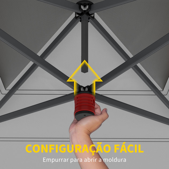 Tenda Dobrável Pop-up Gazebo 4x4 m com Bloqueio Central, UPF50+, Altura Ajustável, 4 Sacos de Areia e Bolsa de Transporte com Rodas, para Camping, Festas, Bege e Castanho