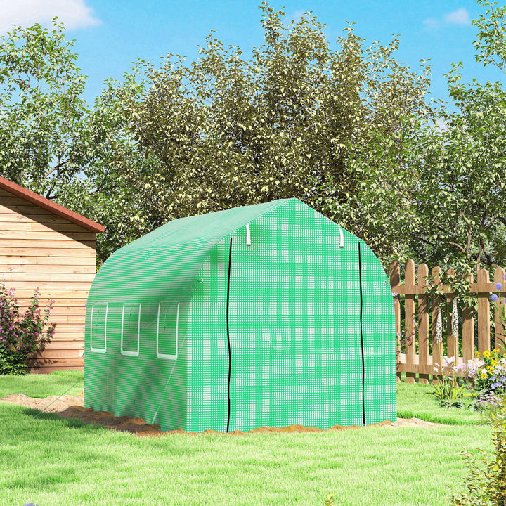 Estufa tipo Túnel 3x2x2 m Estufa de Exterior com 6 Janelas de Malha e Porta Estufa de Cultivos para Pátio Jardim Verde