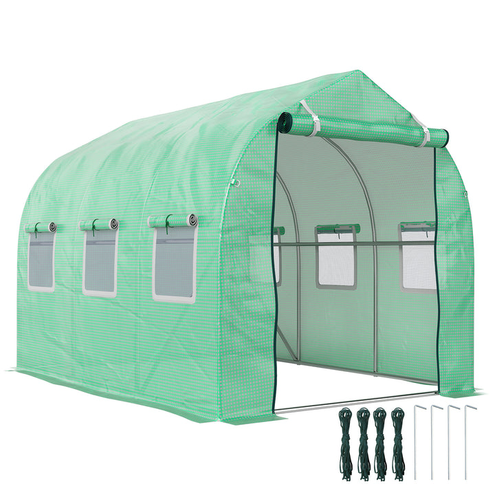 Estufa tipo Túnel 3x2x2 m Estufa de Exterior com 6 Janelas de Malha e Porta Estufa de Cultivos para Pátio Jardim Verde