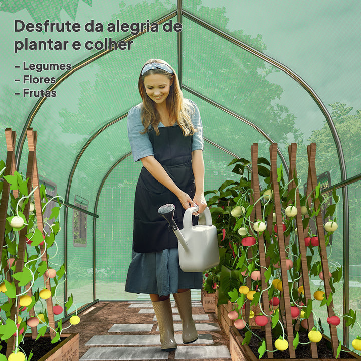 Estufa tipo Túnel 3x2x2 m Estufa de Exterior com 6 Janelas de Malha e Porta Estufa de Cultivos para Pátio Jardim Verde