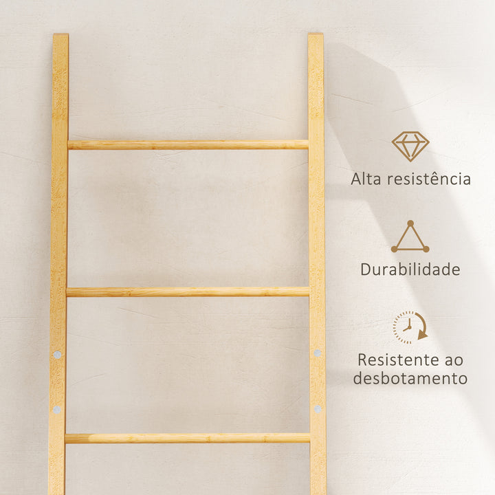 Estante para Casa de Banho de Bambu Toalheiro de Pé com 3 Barras e Cesto para Roupa Suja Removível de 48 L para Quarto Lavandaria 43x35x133 cm Creme e Madeira