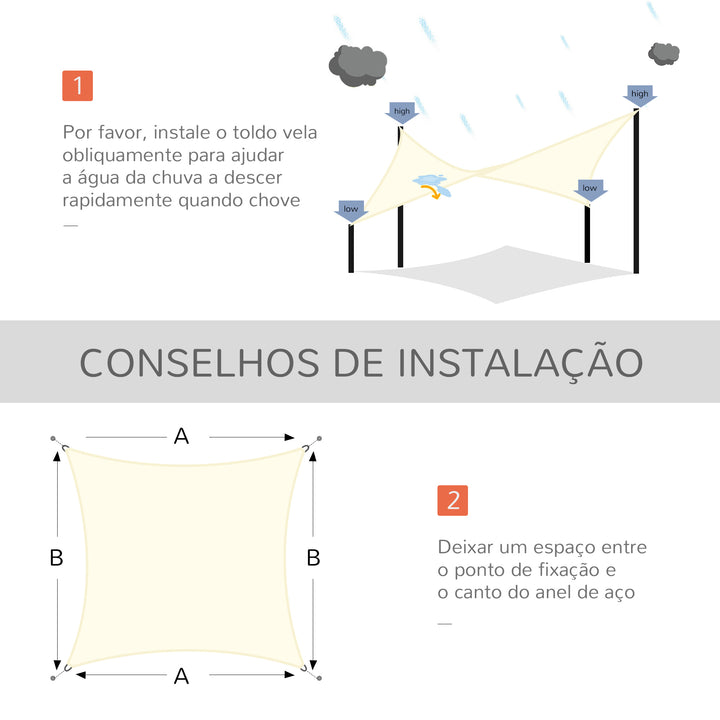 Toldo vela tretangular 3x3 para varanda jadim Proteção UV resistente à água creme