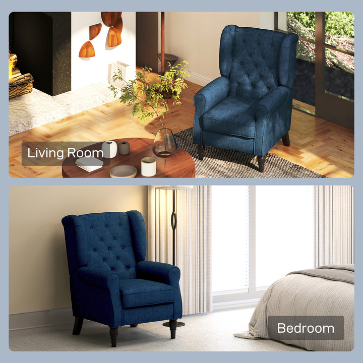 Poltrona de Sala de Estar Poltrona Moderna para Dormitório com Pés de Madeira Poltrona Individual Carga 160 kg para Escritório 74x86x102 cm Azul