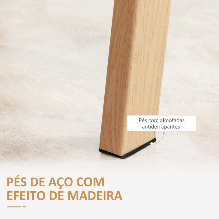 Mesa de Jantar para 6 Pessoas Mesa de Cozinha Moderna com Bancada de Vidro Temperado e Pés de Aço com Efeito de Madeira para Sala de Jantar 150x75x76 cm Transparente e Madeira