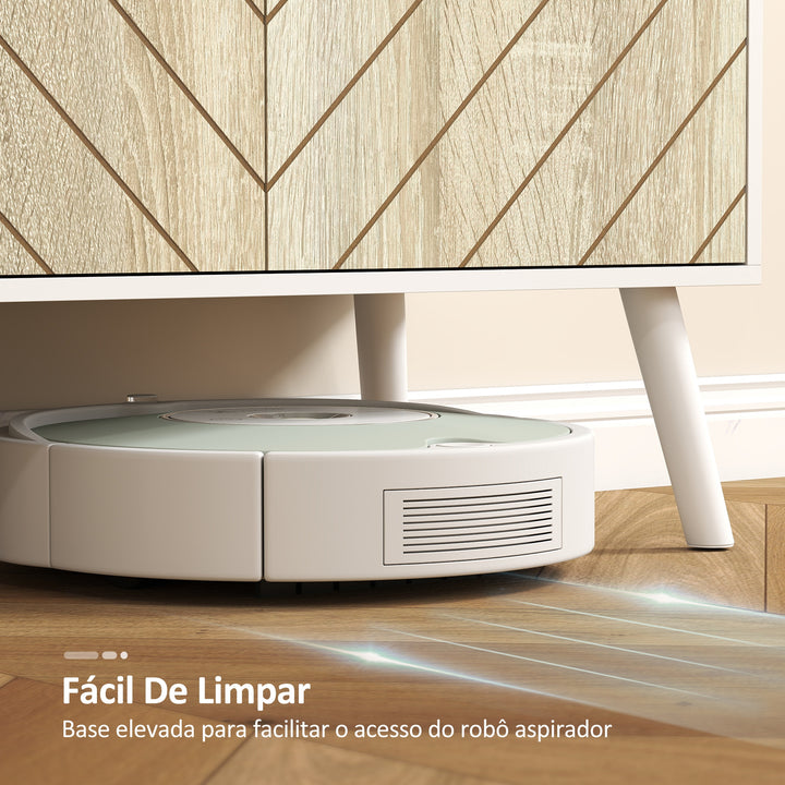 Sapateira de 2 Portas com Design em Espiga Sapateira para Entrada com Prateleiras Ajustáveis Gaveta para 12 Pares de Sapatos 75x35x97 cm Branco e Madeira