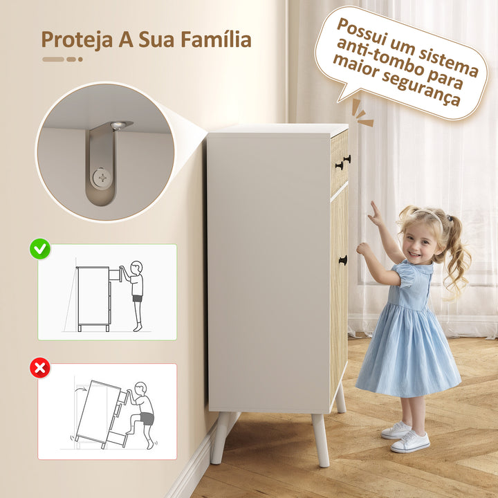 Sapateira de 2 Portas com Design em Espiga Sapateira para Entrada com Prateleiras Ajustáveis Gaveta para 12 Pares de Sapatos 75x35x97 cm Branco e Madeira
