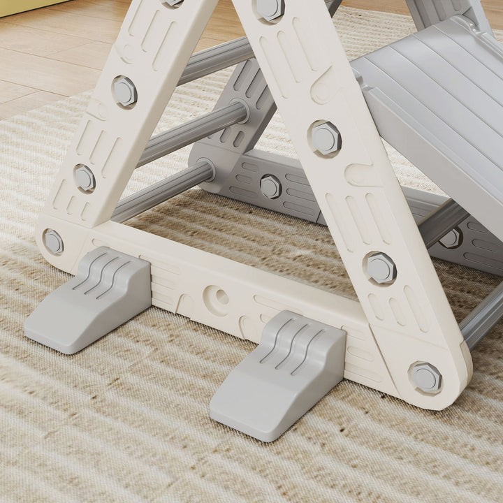 Triângulo de Escalada 3 em 1 com Escorrega e Rampa Brinquedo de Escalada para Crianças de 18-48 Meses em Plástico, para Interior e Exterior Cinza e Branco