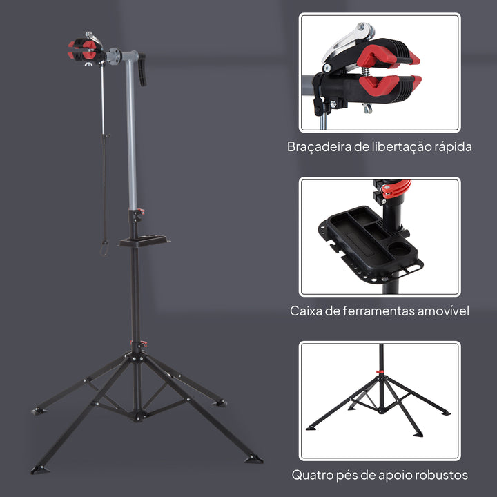 Suporte Tipo Cavalete para Reparação de Bicicletas - Tubo PP + aço Q195 - 65,5x50x109-180 cm