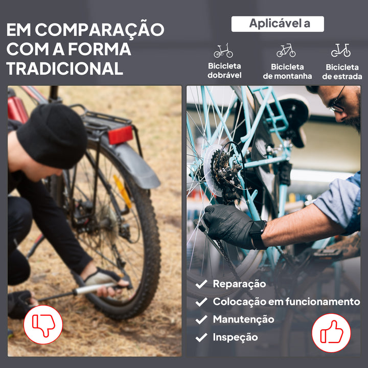 Suporte Tipo Cavalete para Reparação de Bicicletas - Tubo PP + aço Q195 - 65,5x50x109-180 cm