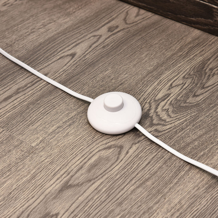 Lâmpada de assoalho moderna com 2 luzes E27 40W e botão de pé com base de aço inoxidável de 120cm - branco