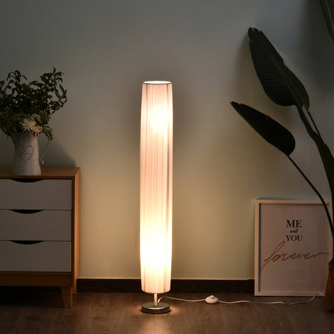 Lâmpada de assoalho moderna com 2 luzes E27 40W e botão de pé com base de aço inoxidável de 120cm - branco