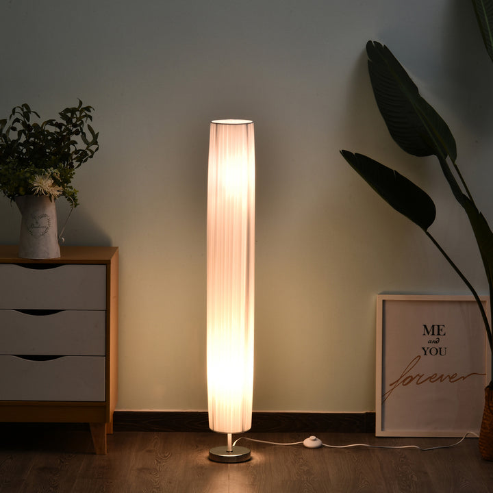 Lâmpada de assoalho moderna com 2 luzes E27 40W e botão de pé com base de aço inoxidável de 120cm - branco