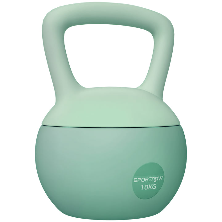 Kettlebell de 10 kg Pesa Russa Preenchida de Areia Metálica e Alça Antiderrapante para Treino de Musculação em Casa Ginásio 21x21x30 cm Verde