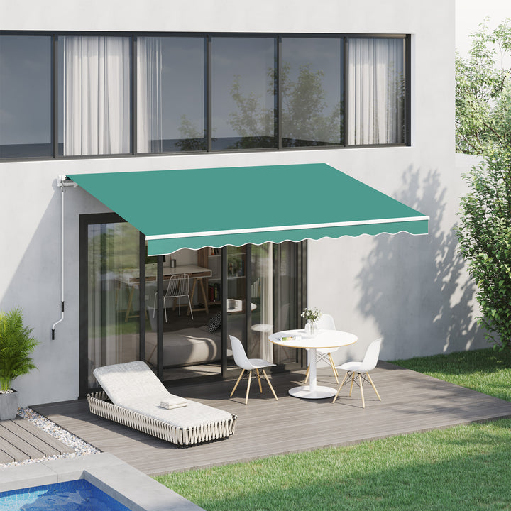Toldo Manual Retrátil com Manivela 295x245cm Toldo Enrolável Alumínio com Proteção Solar para Janela Portas Balcão Terraço Exterior Verde