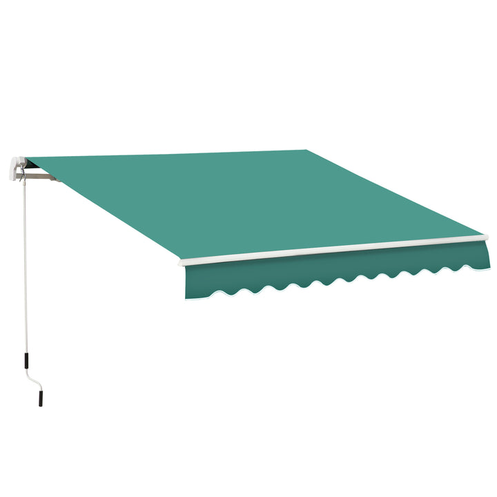 Toldo Manual Retrátil com Manivela 295x245cm Toldo Enrolável Alumínio com Proteção Solar para Janela Portas Balcão Terraço Exterior Verde