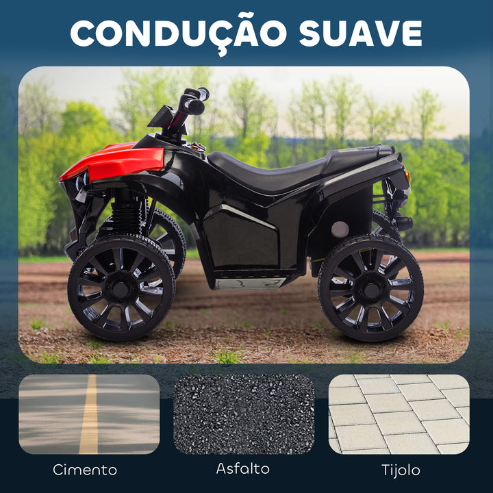 Quadriciclo Elétrico para Crianças 6 V Quadriciclo para Crianças de 3-8 Anos com Velocidade até 3?km/h Faróis e Música 70x42x45 cm Vermelho