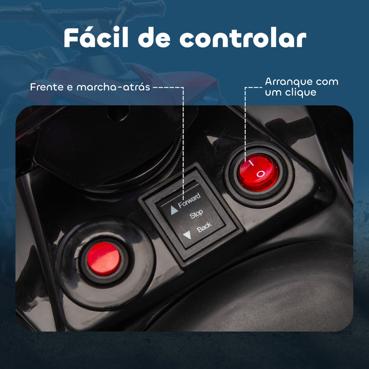 Quadriciclo Elétrico para Crianças 6 V Quadriciclo para Crianças de 3-8 Anos com Velocidade até 3?km/h Faróis e Música 70x42x45 cm Vermelho