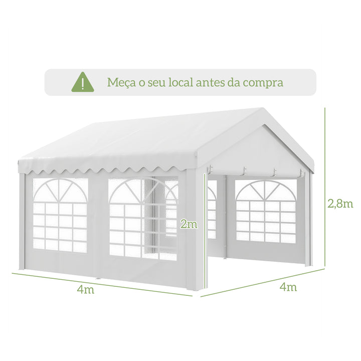 Pérgola de Jardim 400x400x280cm para Festa ou Casamento Com 4 Janelas 2 Portas