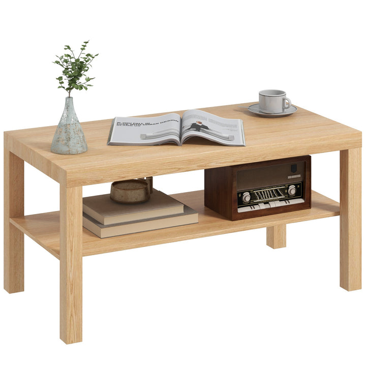 Mesa de Centro Moderna Mesa Auxiliar com Prateleira para Sala de Estar Escritório Capacidade de Carga: 50 kg 90x45x44,5 cm Madeira