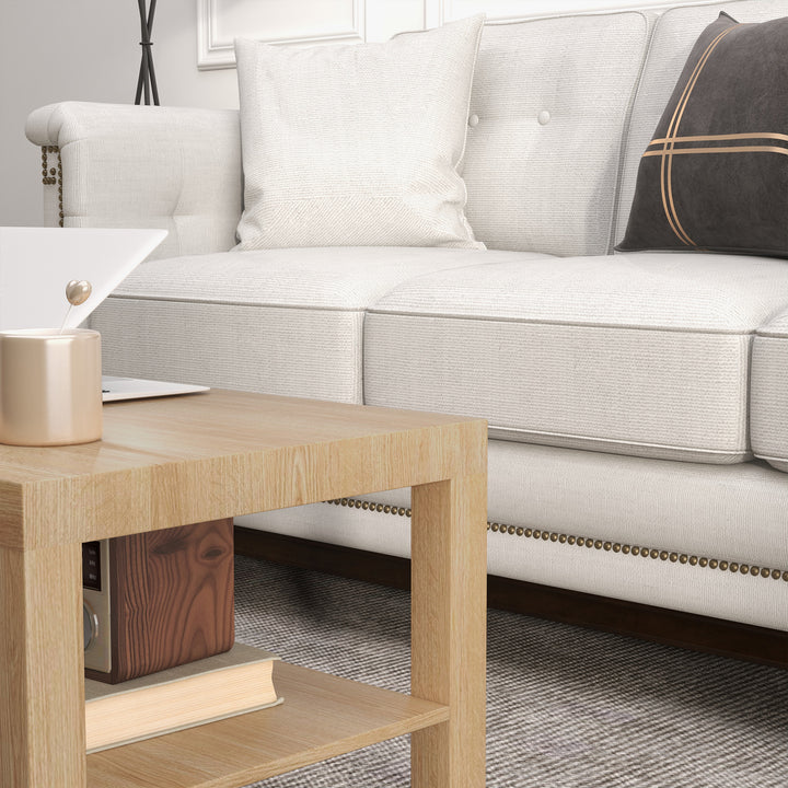 Mesa de Centro Moderna Mesa Auxiliar com Prateleira para Sala de Estar Escritório Capacidade de Carga: 50 kg 90x45x44,5 cm Madeira