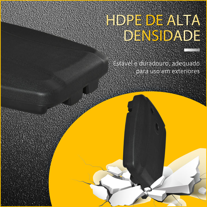 Base de Chapéu de Sol com 2 Rodas Preenchível com Água 60kg Areia 68kg Misto 75kg Suporte de Chapéu de Sol para Jardim Pátio Terraço 80x60x15cm Preto