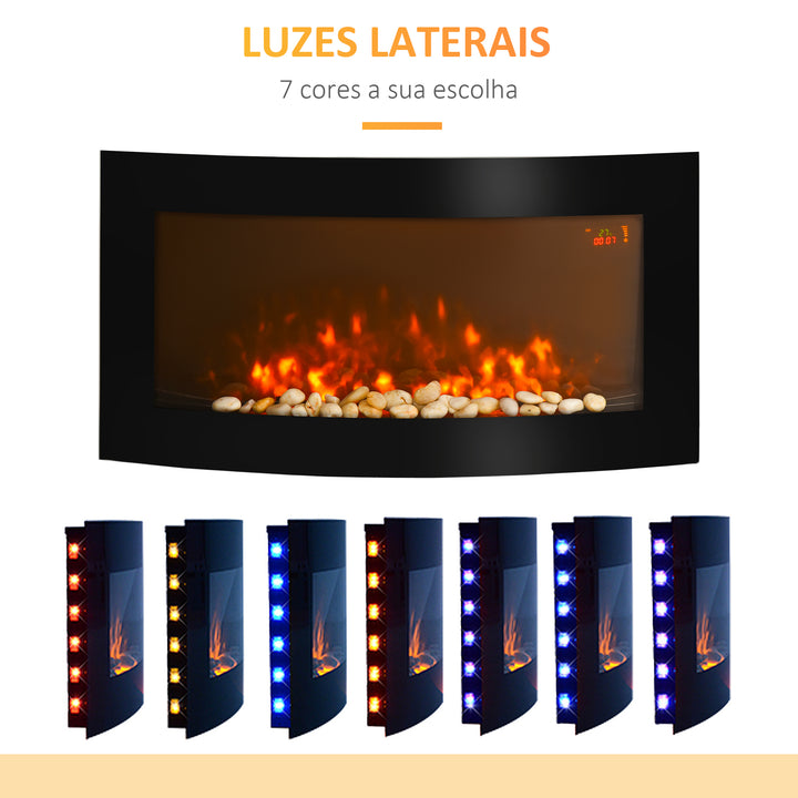 Lareira Elétrica tipo Aquecedor de Parede 1000 W / 2000 W - 88,5 x 13,5 x 56 cm