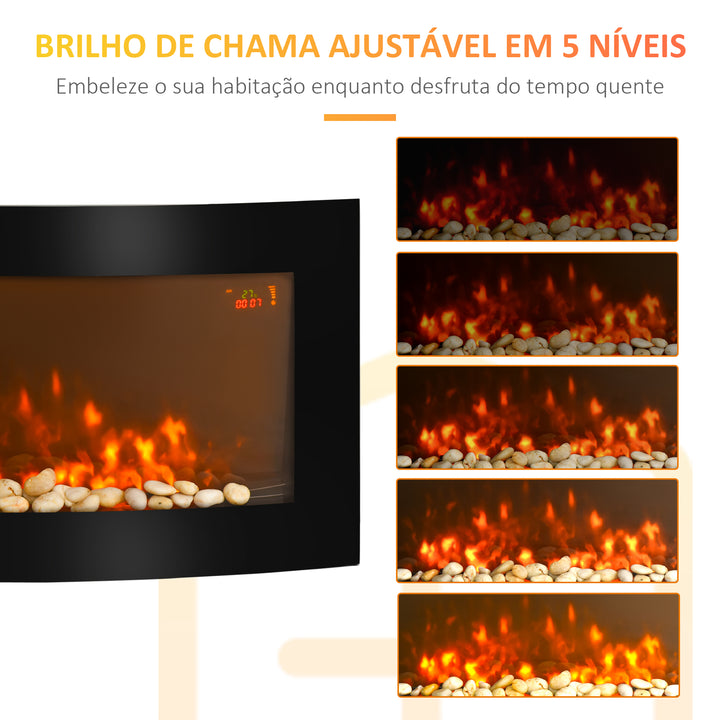 Lareira Elétrica tipo Aquecedor de Parede 1000 W / 2000 W - 88,5 x 13,5 x 56 cm