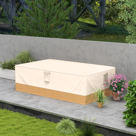 Capa Protetora para Móveis de Jardim 270x200x78cm Tecido Oxford 600D Impermeável Cobertura para Sofás Mesas Exterior com 4 Ventilações 5 Alças Cordão de Tração Bege