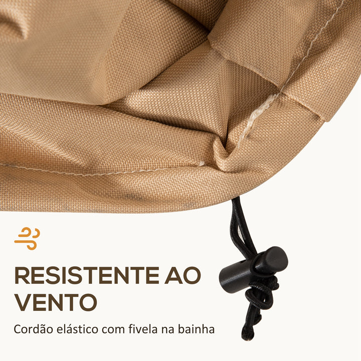 Capa Protetora para Móveis de Jardim 270x200x78cm Tecido Oxford 600D Impermeável Cobertura para Sofás Mesas Exterior com 4 Ventilações 5 Alças Cordão de Tração Bege