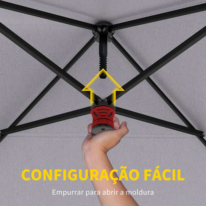 Tenda Dobrável Gazebo 6x3 m, Pop-up, Altura Ajustável em 3 Níveis, Toldo com Proteção UPF50+, Montagem Fácil com Fecho Central, 6 Sacos de Areia e Bolsa com Rodas, Prateado