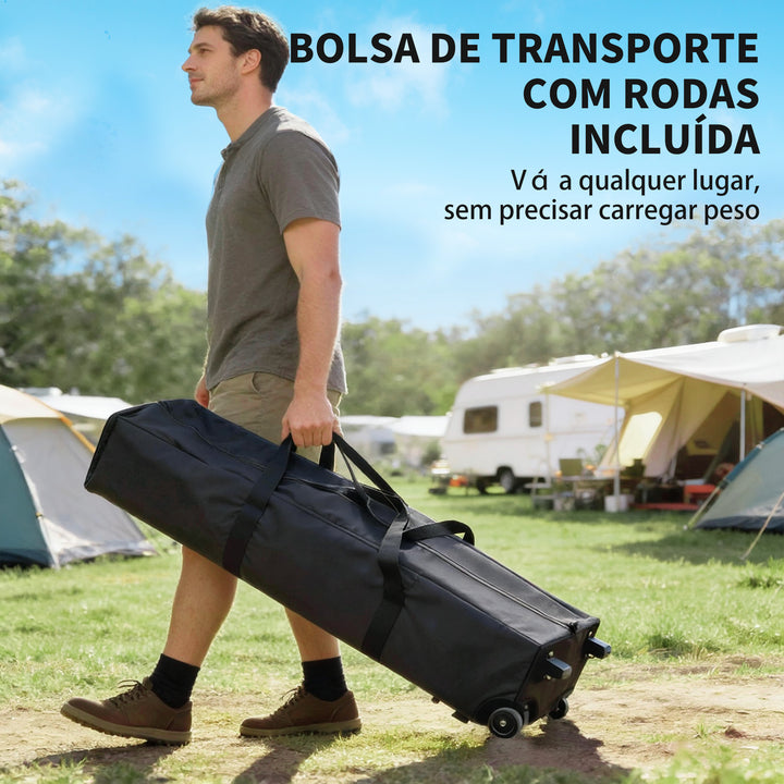 Tenda Dobrável Gazebo 6x3 m, Pop-up, Altura Ajustável em 3 Níveis, Toldo com Proteção UPF50+, Montagem Fácil com Fecho Central, 6 Sacos de Areia e Bolsa com Rodas, Prateado