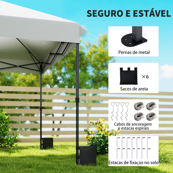 Tenda Dobrável Gazebo 6x3 m, Pop-up, Altura Ajustável em 3 Níveis, Toldo com Proteção UPF50+, Montagem Fácil com Fecho Central, 6 Sacos de Areia e Bolsa com Rodas, Prateado