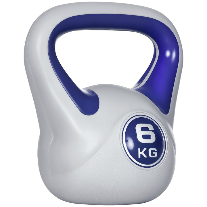 Kettlebell 6 kg Peso Russo com Revestimento de PU e Enchimento de Areia para Treinamento em Casa Ginásio 20x13x22 cm Roxo e Cinza