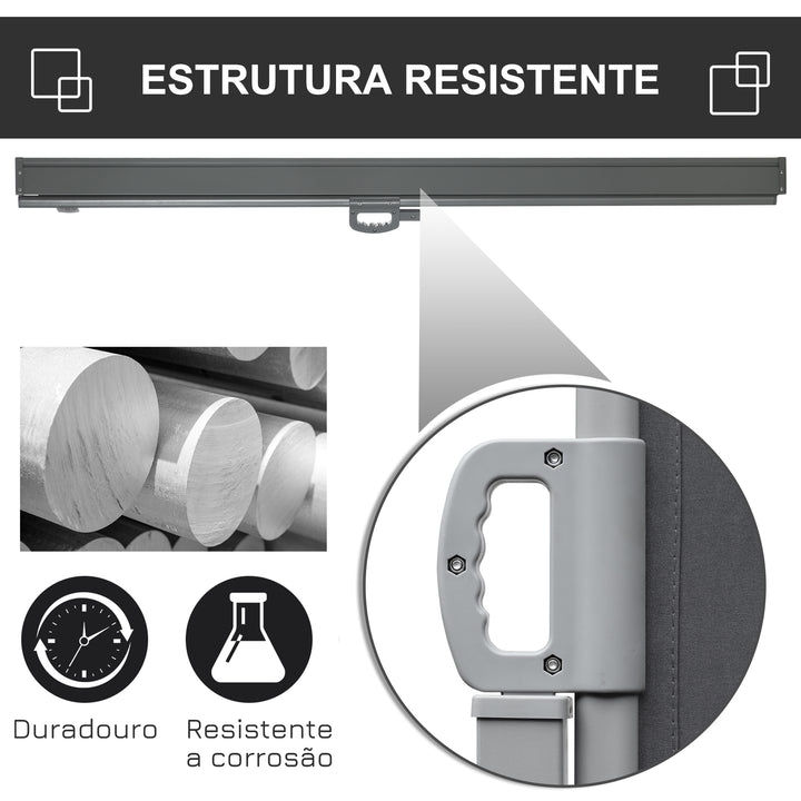 Toldo Lateral Retrátil para Terraço Pátio ou Jardim Toldo de Privacidade para Exterior Dobrável 300x180cm Cinza