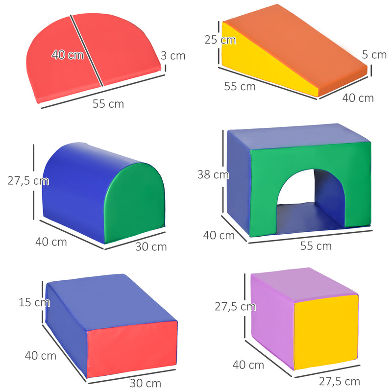 Conjunto de 7 Blocos de Psicomotricidade para Crianças Blocos de Constução Figuras de Construção Brinquedo para Aprendizagem para Escalar Gater Multicor