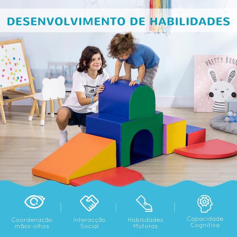 Conjunto de 7 Blocos de Psicomotricidade para Crianças Blocos de Constução Figuras de Construção Brinquedo para Aprendizagem para Escalar Gater Multicor