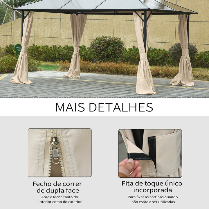 4 Paredes Laterais para Tenda 352x205 cm Laterais para Tenda Universal com Ganchos e Argola em C para Tenda de Jardim Terraço Bege